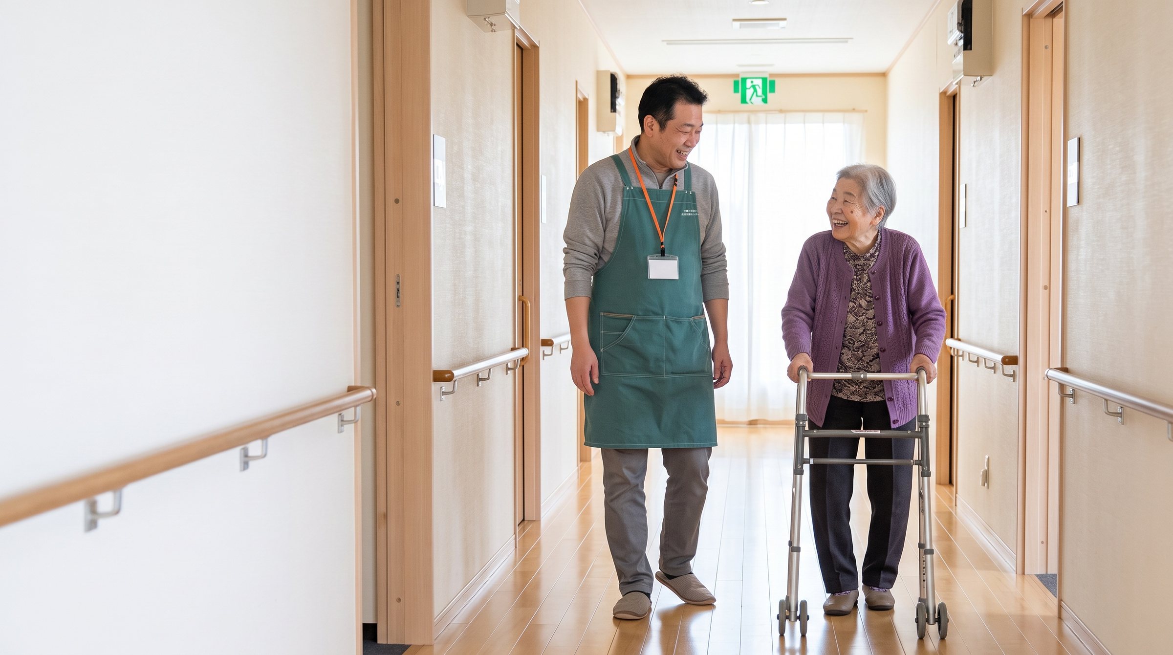 亘理｜廊下での歩行の付き添い